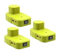 3 pack Compatible with Ryobi 18V Battery Adapter, Portable Power Adapter with USB and Type-C Port Power Source Charger Converter for One P743 18-Volt P107 P108 PBP005 PBP006