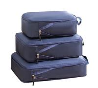 3 Pack Compression Packing Cubes for Suitcase,Luggage Organiser Bags,Waterproof Travel Packing Cubes Compression Set for Backpack,Carry on Luggage,Suitcases,Home Storage (Set of 3,Navy Blue)