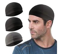 3 Pack Cooling Skull Cap Helmet Liner Sweat Wicking Cycling Running Hat for Men Women, Black,black,grey, M