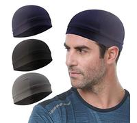 3 Pack Cooling Skull Cap Helmet Liner Sweat Wicking Cycling Running Hat for Men Women, Black,grey,navy, M
