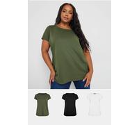 Yours 3 Pack Curve Green & Black Core T-Shirts - Women's - Plus Size Curve