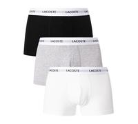 Lacoste Men's 3-Pack Boxer Trunks, Black/White/Grey - Size: 32/34/35
