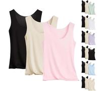3 Pack Cotton Womens Vest Tops Plus Size Sleeveless Scoop Neck Tank Tops Solid Color Loose Comfy Running Vest Tops Summer Casual Basic Gym Vests Lightweight Breathable Tank Top Daily Going Out Wear