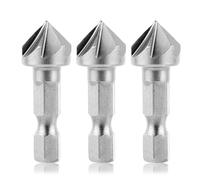 3 Pack Countersink Drill Bit 1/4'' Hex Shank Burr Removal Holes 6 Flute for 6.35mm 90 Degree Center Punch Sets Metal Counter Sink for Wood Plywood Plastic