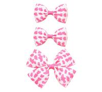 3 Pack Cow Print Hair Clips 3.5 Inch Handmade Pink Satin Cow Stria Bow Crocodile Hair Clips Christmas Party Hair Accessories for Toddlers Teens Girls Kids (Pink-White)