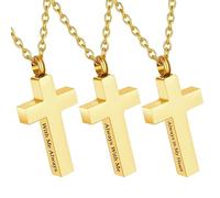 3 Pack Cremation Cross Urn Necklaces for Ashes for Men Cross Urns Pendant Ashes Holder Memorial Jewelry Ashes Keepsake for Human, Stainless Steel, No Gemstone