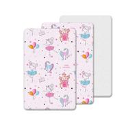 3 Pack Crib Fitted Sheets - 2 Pcs 100% Cotton Fitted Sheets (50X90 cm), 1 Waterproof Mattress Protector - Breathable, Soft & Antiallergic (Baby Pink Princess, 50X90 cm)