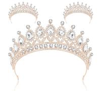 3 Pack Crystal Tiara and Princess Crown,Princess Rhinestone Tiaras with Crown,Bridal Wedding Queen Headbands Prom Pageant Birthday Party Halloween Hair Accessories Jewelry Gifts for Women Girls