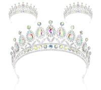3 Pack Crystal Tiara and Princess Crown,Princess Rhinestone Tiaras with Crown,Bridal Wedding Queen Headbands Prom Pageant Birthday Party Halloween Hair Accessories Jewelry Gifts for Women Girls