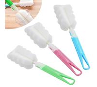 3 Pack Cup Cleaning Brushes, Soft Dishwashing Foam Cleaning Brushes, Silicone Bristles & Ergonomic Handle, Dishwasher Safe Reusable Scrubber for Mugs, Glasses, Bottles