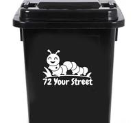 3 Pack Cute Caterpillar Wheelie Bin Number Stickers - 6 Colours to Choose from - Waterproof Vinyl Decal - Long Lasting - Easy to Clean
