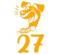 3 Pack Cute Dog Laughing Number Waterproof Sticker - Easy To Apply - Custom Wheelie Bin/Recycling Box/House Number/Door Signs (Golden Yellow, 19cm x 11cm (7.5" x 4.3"))