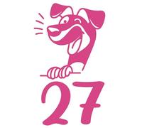 3 Pack Cute Dog Laughing Number Waterproof Sticker - Easy To Apply - Custom Wheelie Bin/Recycling Box/House Number/Door Signs (Pink, 19cm x 11cm (7.5" x 4.3"))