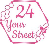 3 Pack Cute Honey Bee Hexagon House Number & Street Name Waterproof Sticker - Custom Wheelie Bin/Recycling Box/Door Signs (Pink)