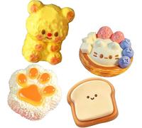 3-Pack Cute Squishy Set, Sensory Stress Relief for Adults and Office Workers, Portable Anxiety Management Tool, Bear and Cat Paw Bread Design