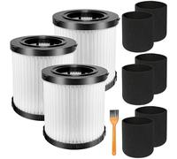 3 Pack DCV5801H HEPA Filter Compatible with DEWALT DCV580H, DCV581H 20V MAX Wet/Dry Vacuum, with 6 Foam Sleeve Filters & 1 Brush