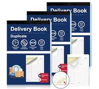3 Pack Delivery Note Book A5 Tear-Off Duplicate Delivery Book NCR 2-Part Carbonless Paper 50 Sets per Book 148 x 210mm Integrated Cardboard Backing Board Blue