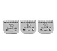 3 Pack Detachable Pet Dog Grooming Clipper Ceramic Blade Sets,Compatible with Andis Size 10 Cut Length 1/16"(1.5mm),Compatible with Oster A5, Wahl KM Series Clippers