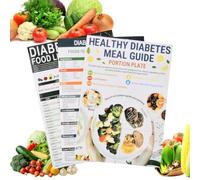 3 Pack Diabetic Food Chart Set, Glycemic Index Food List & Meal Planner, Low Carb Diabetes Diet Guide Wall Charts for Blood Sugar Control, Portion Control & Healthy Eating Planning