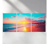 3 Pack Diamond Art Kits Adults, 5D Beach Diamond Painting Kit for Adults, Sky Fun DIY Full Drill Round Crystal Gem Art Craft, Adults Paint by Diamonds Dots Home Wall Decor 20x30in a-933