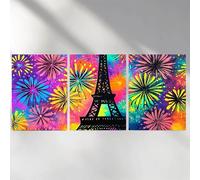 3 Pack Diamond Art Kits Adults, 5D Fireworks Diamond Painting Kit for Adults, Eiffel Tower Fun DIY Full Drill Round Crystal Gem Art Craft, Adults Paint by Diamonds Dots Home Wall Decor 16x24in a-2803