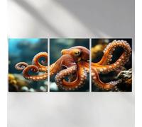 3 Pack Diamond Art Kits Adults, 5D Octopus Diamond Painting Kit for Adults, Landscape Fun DIY Full Drill Round Crystal Gem Art Craft, Adults Paint by Diamonds Dots Home Wall Decor 24x36in a-5427