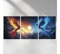 3 Pack Diamond Art Kits Adults, 5D Phoenix Diamond Painting Kit for Adults, Starry Sky Fun DIY Full Drill Round Crystal Gem Art Craft, Adults Paint by Diamonds Dots Home Wall Decor 16x24in a-5017
