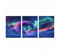 3 Pack Diamond Art Kits, Dragon Diamond Painting 30 x 20in x 3, Aurora Paint by Numbers with Rhinestones, Cross Stitch Embroidery Gem Art and Crafts for Adults, Room Decor Gifts for Women ZSHS-2396