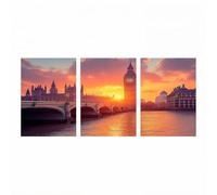 3 Pack Diamond Art Kits, Thames River Diamond Painting 18 x 12in x 3, Architecture Paint by Numbers with Rhinestones, Cross Stitch Embroidery Gem Art and Crafts for Adults, Room Decor Gifts ZSHS-1782