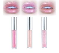 3 Pack Diamond Glitter Liquid Lip Gloss Set - Metallic Shimmer, Waterproof & Long Lasting, Highly Pigmented Opalescent Lip Makeup Kit in Pink Holographic, Nude Champagne & Rose Shades