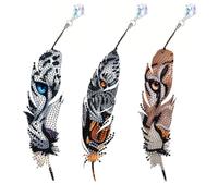 3 Pack Diamond Painting Bookmarks Kit,Snow Leopard Eye DIY Round Sparkling Crystal Rhinestone Acrylic Bookmarks with Pendants, Stained Glass Style for Book Lovers, Adults & Craft Enthusiasts(Leopard)