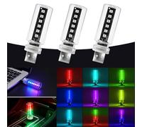 3 Pack Dimmable USB Retro Car Night Lamps, Touch Dimmable LED Filament Lamp, 7 Colors and 13 Modes Portable Mini Glass Bottle Ambient Lighting, Portable Vehicle Lights