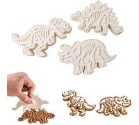 3-Pack Dinosaur Shaped Cookie Cutters Mold Skeleton Fossil Stampers for Cake Topper Decoration