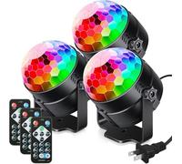 3-Pack Disco Ball Sound Activated Party Lights with Remote Control Dj Lighting, Strobe Disco Light Stage Lamp for Home Room Dance Christmas Party Decorations