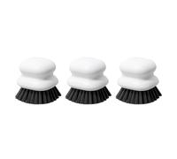 3 Pack Dish Brush with Handle, Palm Scrubber with Ergonomic Grip, Kitchen Sink Scrub Brushes for Cleaning Pans Dishwashing, Pots Scrubbing, Kitchen Sink Washing Bathroom Soap Dispensing (White)