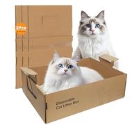 3-Pack Disposable Litter Boxes for Cats,Disposable 100% Renewable Cardboard Foldable Litter Boxes,Large-Capacity Portable Cardboard Cat Litter Box,Waterproof Travel Litter Box,17.2'' x 12.2'' x 5.3''