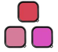 3 Pack Dive Filter for GoPro Hero 12 11 10 9 Black Protective Housing Lens Cover in Red, Light Red/Magenta, Professional Color Correcting Photography Acces for Underwater/Snorkeling/Deep Diving