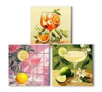 3 Pack DIY Juice Paint by Numbers for Adults,Wooden Framed Cocktail Painting by Number Kits on Canvas,Acrylic Easy Color by Numbers for Beginner,Small Gifts Decor for Home Wall Room(Juice)