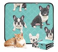 3 Pack Dog Pee Mat Rug for Dogs Muddy Feet Washable Anti Slip for Lawn 20x24in Cartoon Sweet French Bulldog Dogs Turquoise