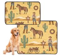 3 Pack Dog Pee Mat Washable Dog Mat Anti Slip Mat for Beach 20x24in Western Cowboy Pattern