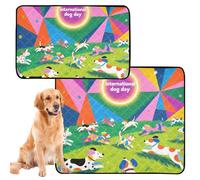 3 Pack Dog Pee Mats Cat Pee Pads for Floor Anti Slip Rug for Beach 20x24in Colorful Happy Dogs on International Dog Day