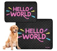 3 Pack Dog Pee Mats Rug for Dogs Muddy Feet Washable Anti Slip for Beach 20x24in Hello World Colorful Design