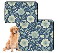 3 Pack Dog Pee Mats Rug for Dogs Muddy Feet Washable Anti Slip Rug for Airline Crate 20x24in Soft Boho Blue Flower