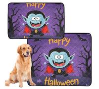 3 Pack Dog Pee Mats Washable Dog Pee Pads Anti Slip Rug for Car and Airplane 20x24in Happy Halloween Cartoon Cute Vampire11