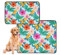3 Pack Dog Pee Proof Rug Cat Pee Pads for Floor Anti Slip Mat for Dogs for Floor 20x24in Flower Colorful Pattern