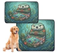 3 Pack Dog Pee Proof Rug Dog Pee Blankets Washable Anti Slip Floor Mat for Travel 20x24in Sea Otter Kelp Safari Collage