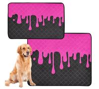 3 Pack Dog Pee Proof Rug Muddy Mats for Dogs Washable Dog Anti Slip for Pet Bed 20x24in Pink Drip Design on Black