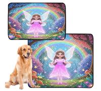 3 Pack Dog Pee Proof Rug Reusable Dog Pee Pads Anti Slip Mat for Dogs for Floor 20x24in Rainbow Safari Fairy Princess Art