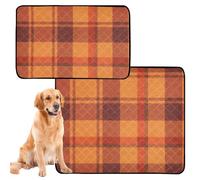 3 Pack Dog Pee Rug Dog Mats Washable Anti Slip Rug for Travel 20x24in Plaid Orange Red