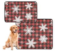 3 Pack Dog Pee Rug Dog Pee Blankets Washable Anti Slip for Indoor 20x24in Snowflakes Buffalo Plaid Scotland Merry Christmas